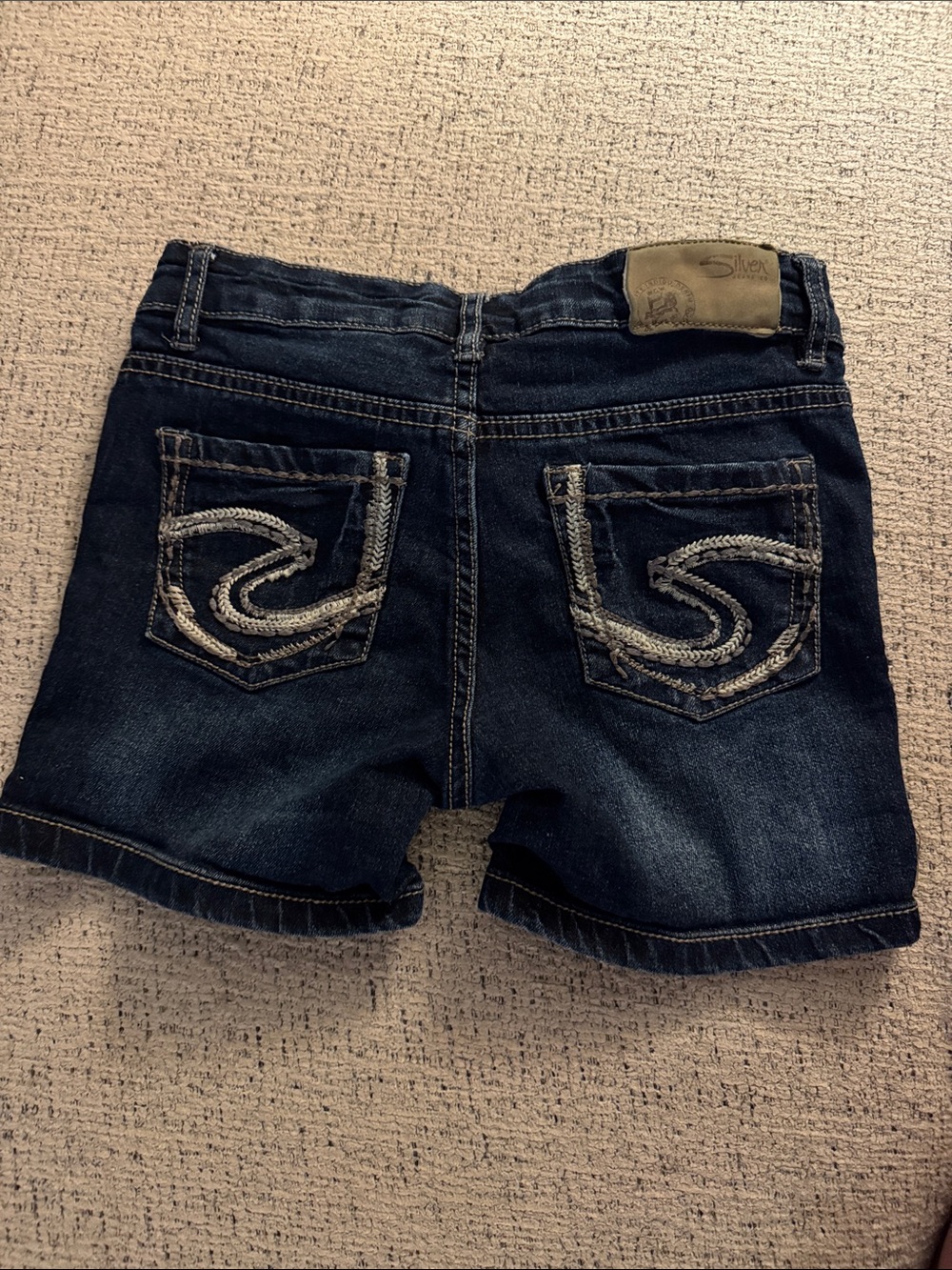 Silver Jeans Dark Indigo Embroidered Back Pocket Denim Shorts